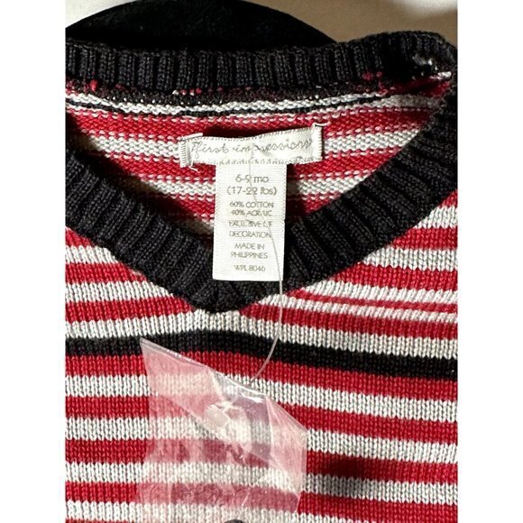 FIRST IMPRESSIONS INFANT BOYS STRIPED HOLIDAY SWEATER (6-9 MO_ NEW WITHOUT TAGS - Picture 2 of 4